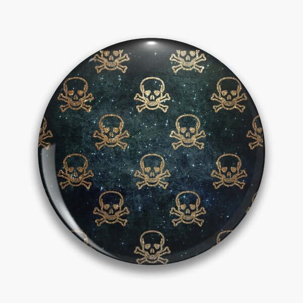 Item preview, Pattern Halloween Blue Gold Galaxy Skull Squelette Steampunk Pirate designed and sold by Jolly-Yosei.