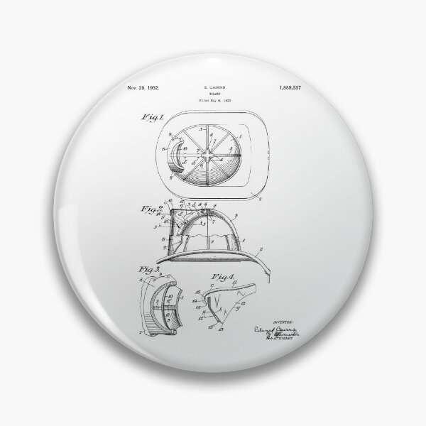 Item preview, Firefighter's helmet 1932 patent designed and sold by InkedArtPrints.