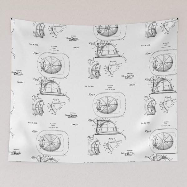 Item preview, Firefighter's helmet 1932 patent designed and sold by InkedArtPrints.