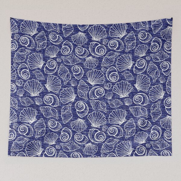 Item preview, Shibori blue canvas sea shells seamless pattern designed and sold by jamiesoondesign.