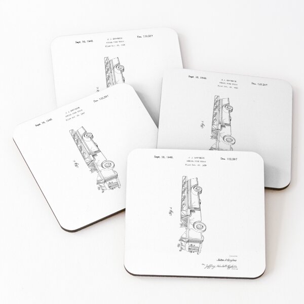 Item preview, Aerial fire truck 1940 patent designed and sold by InkedArtPrints.