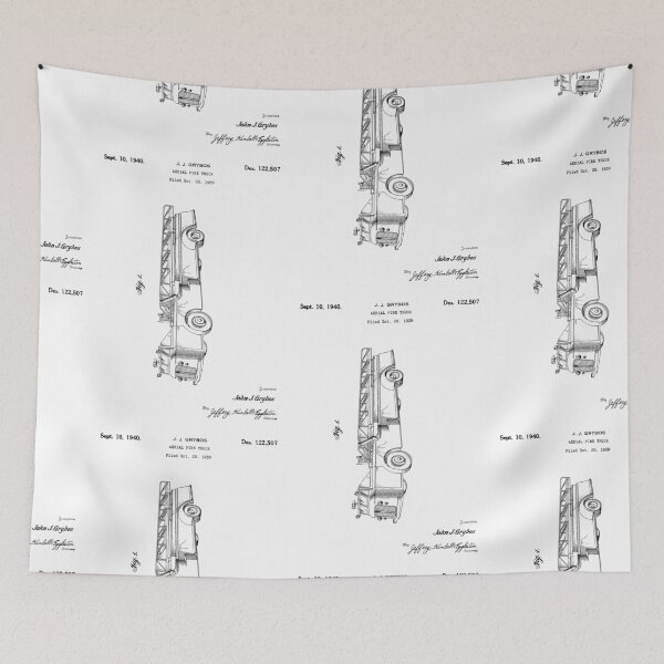 Item preview, Aerial fire truck 1940 patent designed and sold by InkedArtPrints.