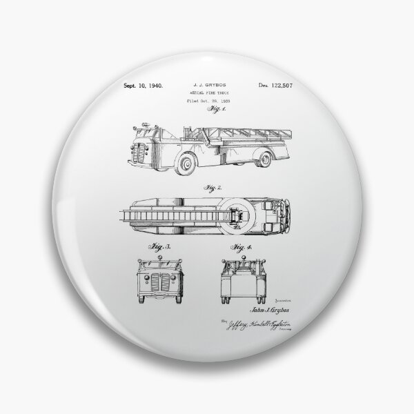 Item preview, Aerial fire truck 1940 patent designed and sold by InkedArtPrints.
