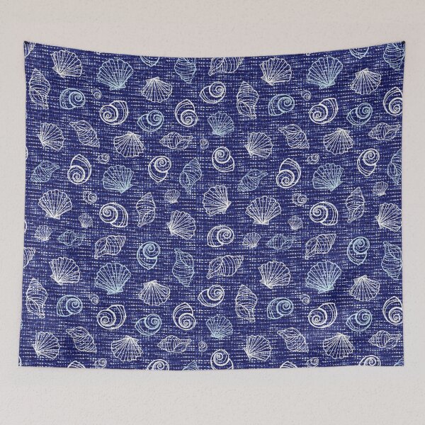 Item preview, Shibori blue canvas sea shells 02 seamless pattern designed and sold by jamiesoondesign.