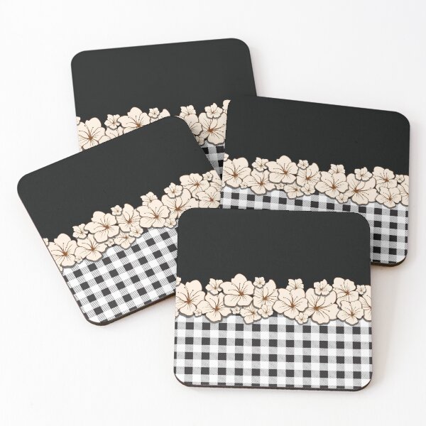 Item preview, Black and White plaid flower pattern V1 designed and sold by smARTwork.