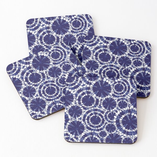 Item preview, Vector blue shibori circle wheels overlap seamless pattern. With spiderweb detail. designed and sold by jamiesoondesign.