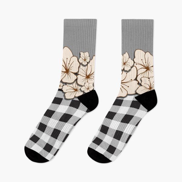 Item preview, Black and White plaid flower pattern V2 designed and sold by smARTwork.