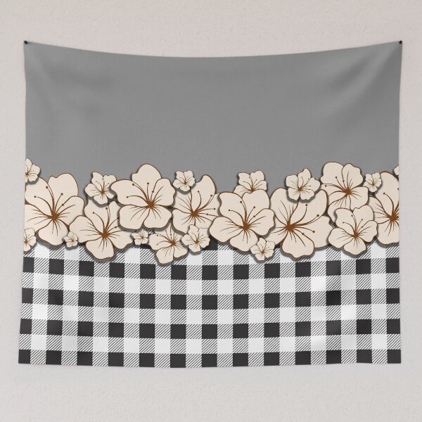 Item preview, Black and White plaid flower pattern V2 designed and sold by smARTwork.