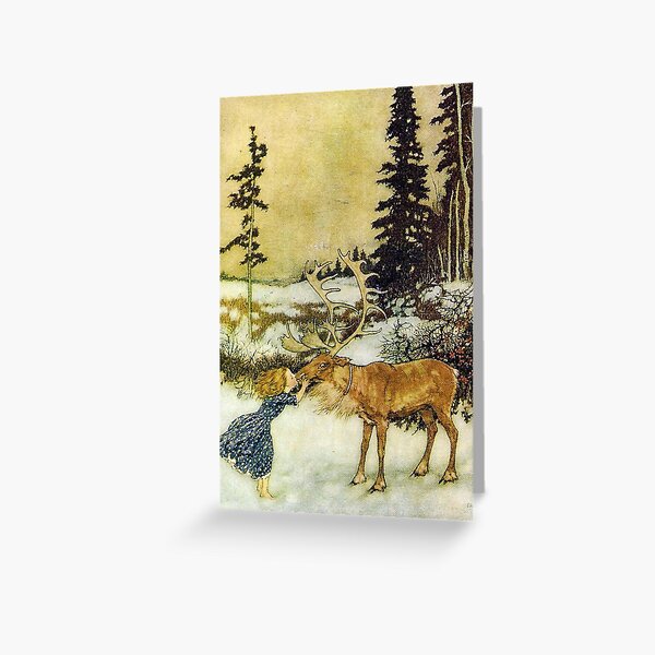 Gerda and the Reindeer - Edmund Dulac Greeting Card