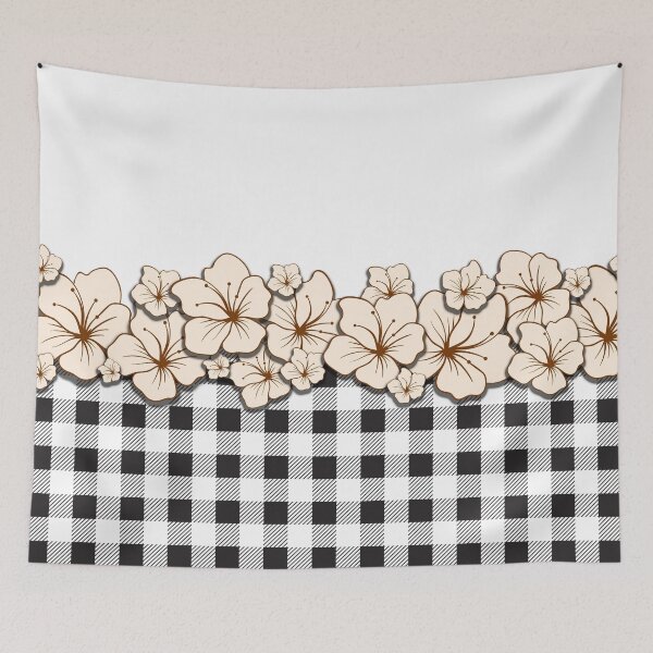 Item preview, Black and White plaid flower pattern V3 designed and sold by smARTwork.