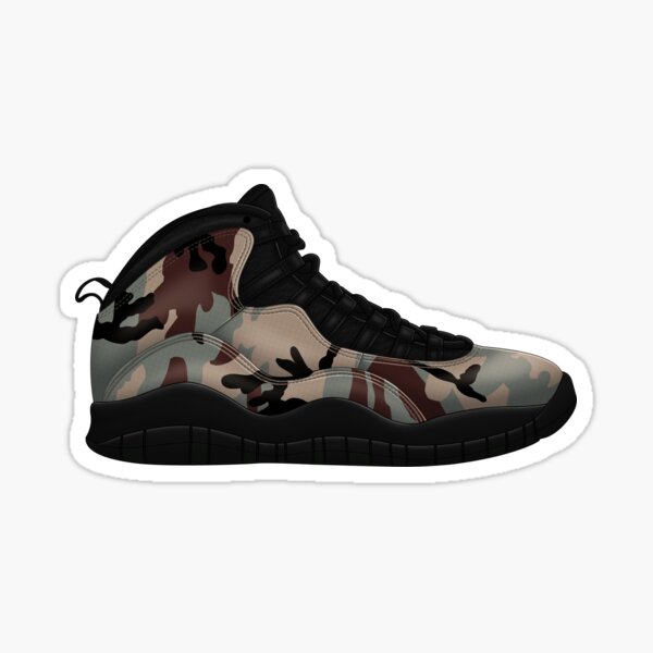 Jordan 10 WOODLAND CAMO Sticker for Sale by SneakerShop Redbubble