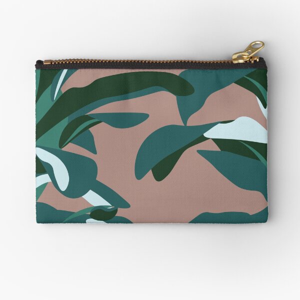 Mauve and Blue Palms Zipper Pouch