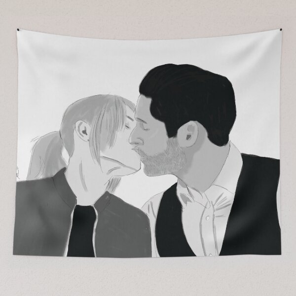 Item preview, Lucifer Morningstar Chloe decker deckerstar kiss sketch designed and sold by calamity02.