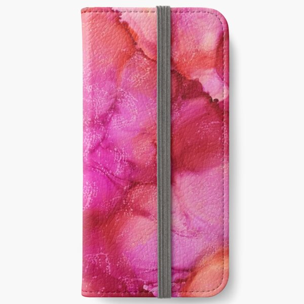 Pink Flowers 2 Alcohol Ink iPhone Wallet