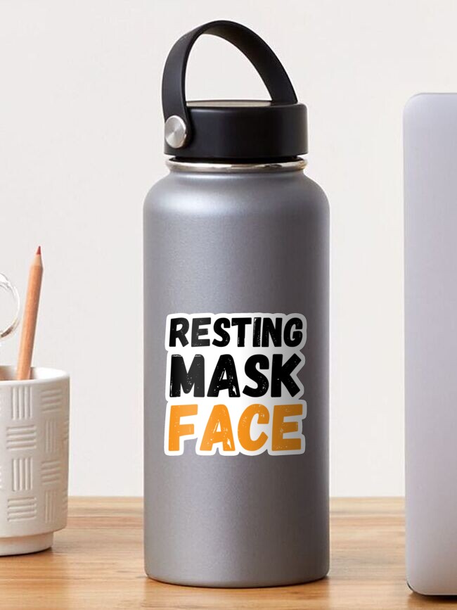 Thumbnail 1 of 3, Sticker, Resting Mask Face | funny joke designed and sold by CodingForTech.