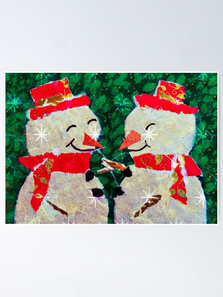 Snowman Collage Torn Paper