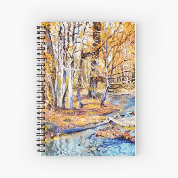 Fall by the Water - Fine Art, Landscape Painting Spiral Notebook