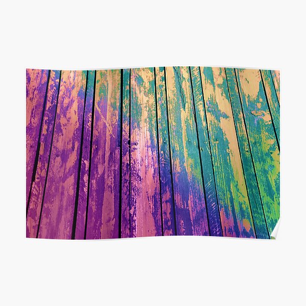 Purple and green wooden plank texture, decoration and objects Poster