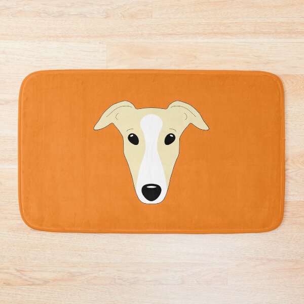 Item preview, Fawn greyhound with white blaze on orange background designed and sold by houndpixnz.