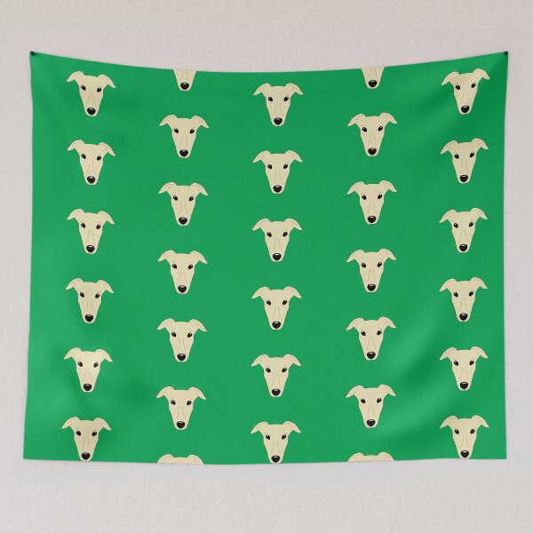 Item preview, Fawn greyhound green background designed and sold by houndpixnz.