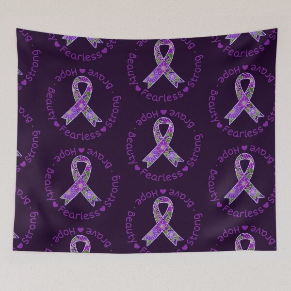 Item preview, Purple Awareness Ribbon with Floral Decor and Encouraging Words designed and sold by Alondra.