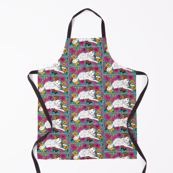 Item preview, White dog floral background designed and sold by Emily Patterson.