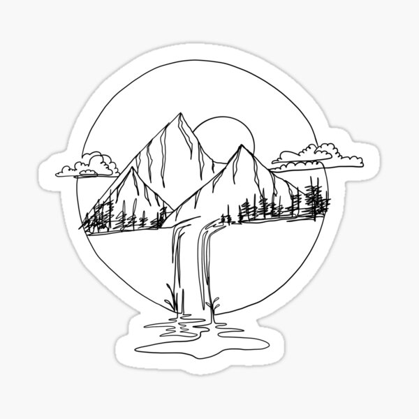 One line landscape Sticker