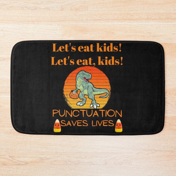 Item preview, Let's eat kids retro Dino sunset punctuation  designed and sold by Sweet-A-Dsignz.