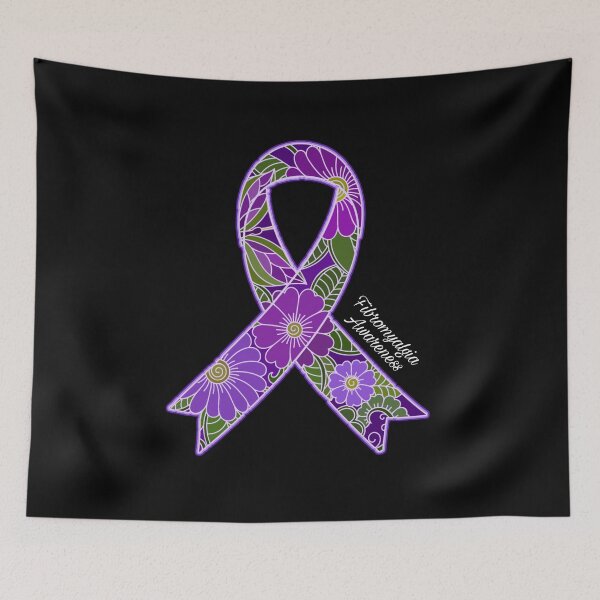 Item preview, Floral Purple Ribbon Fibromyalgia designed and sold by Alondra.