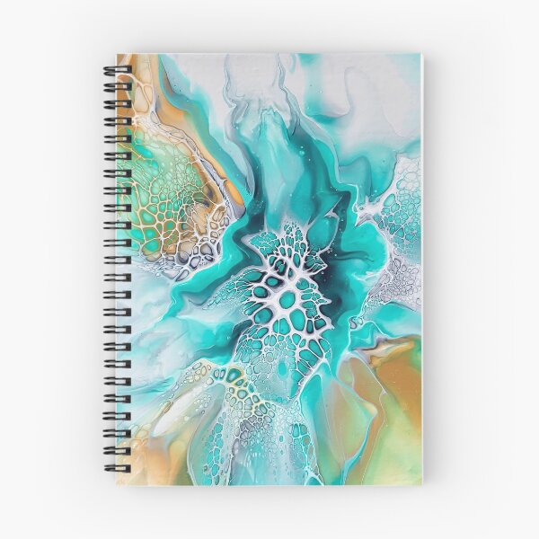 Item preview, Green Lagoon Inspired Fluid Pour Art Painting with Gold and Grey designed and sold by CrystalCoast.