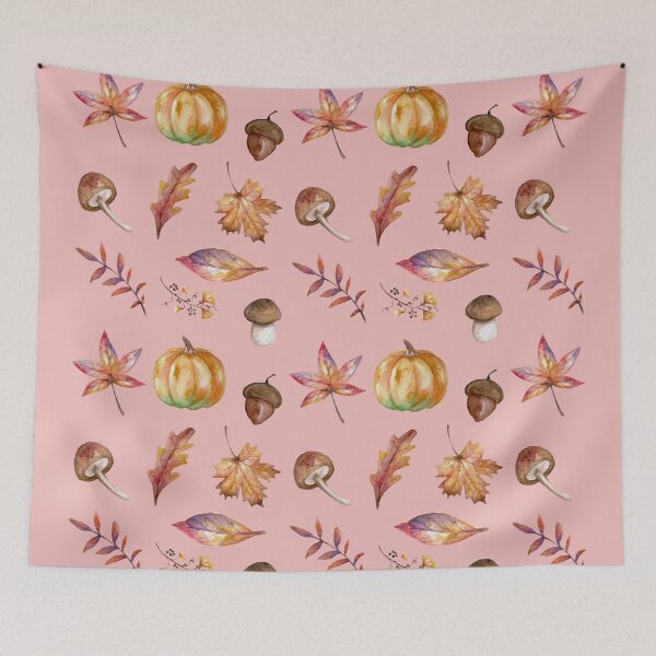 Item preview, Fall Autumn Colours Pumpkin lover Flower Leaves Mushroom Aesthetic Pattern designed and sold by cation-studio.