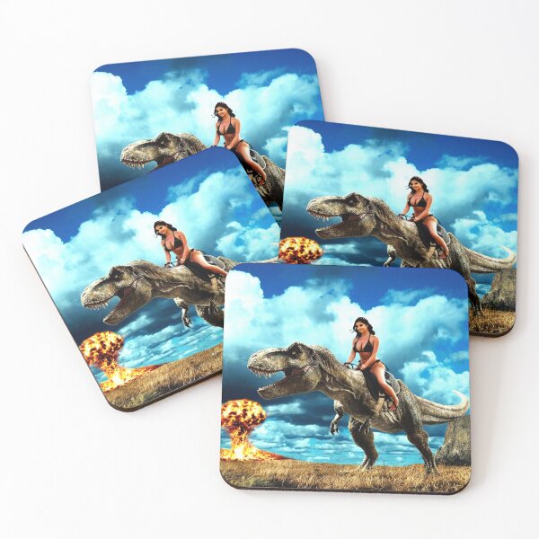 Item preview, B-Movie Colourised version of Tyrannosaur Riding Warrior Gal of the Apocalypse  designed and sold by SilentlyRob668.