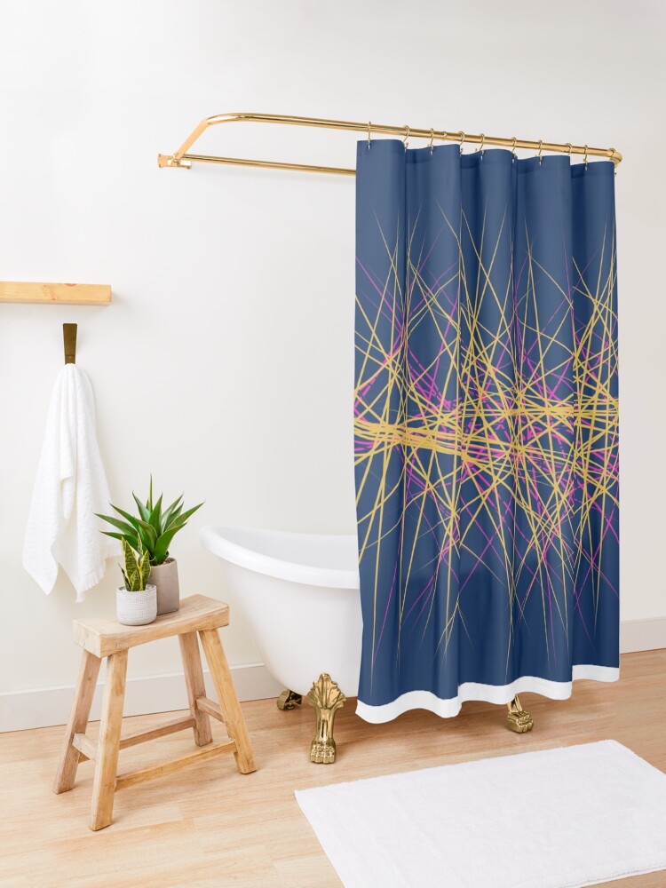 Alternate view of Spiny Golden Glow Magenta Shower Curtain