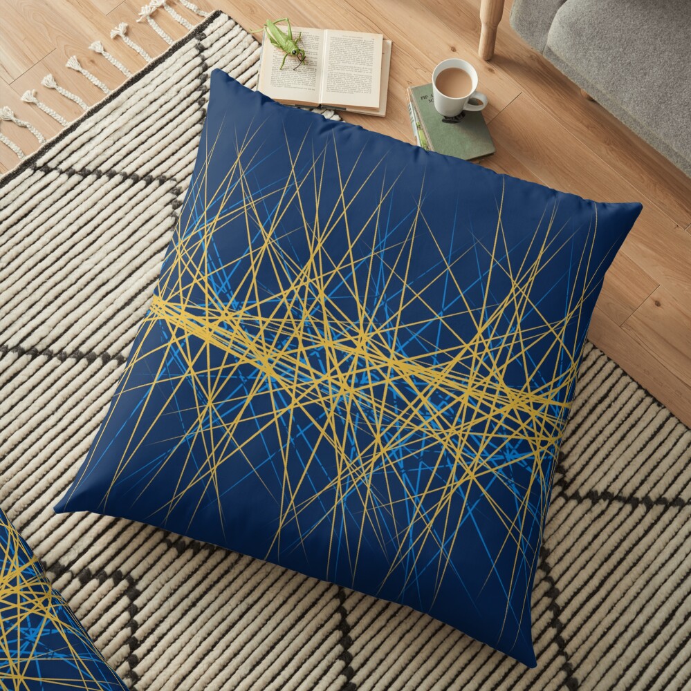 Spiny Golden Glow Blue Floor Pillow