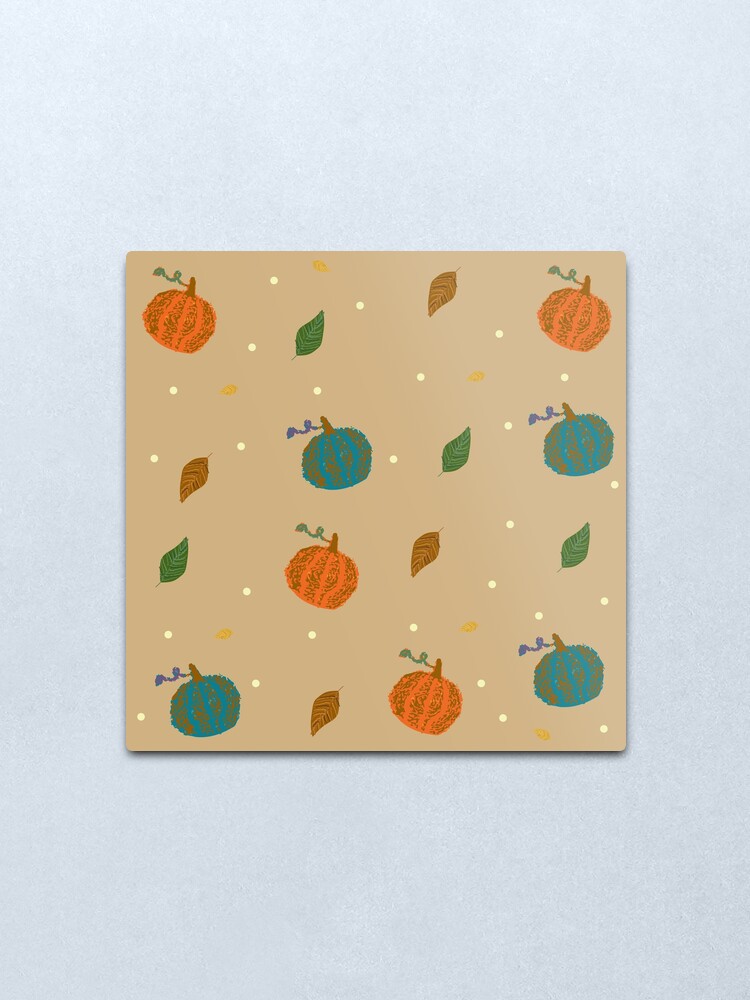 Alternate view of Pumpkins and Leaves Metal Print