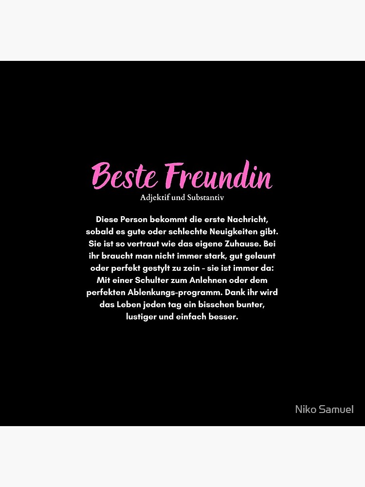 Beste Freundin Definition Adjektiv und Substantiv Poster for Sale by Niko  Samuel