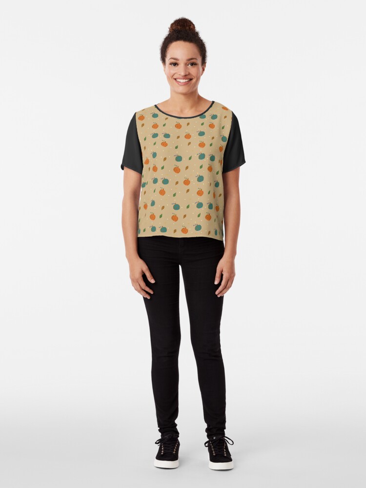 Alternate view of Pumpkins and Leaves Chiffon Top