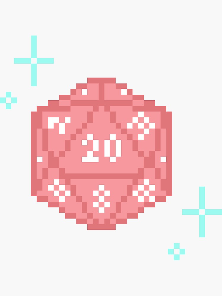 "Pixel D20 - Pink" Sticker for Sale by cakewarlock | Redbubble