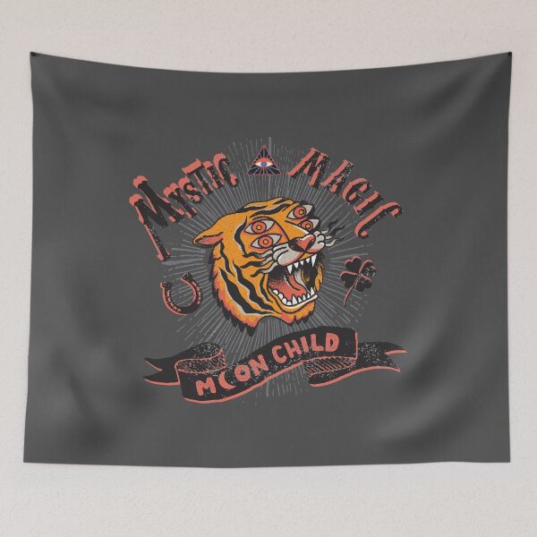 Item preview, Good Luck Rock Band Tiger Mystic Magic Moon Child designed and sold by meowmeows.