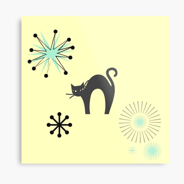 Black Cat & Jax-vintage cat-mid century cat Metal Print