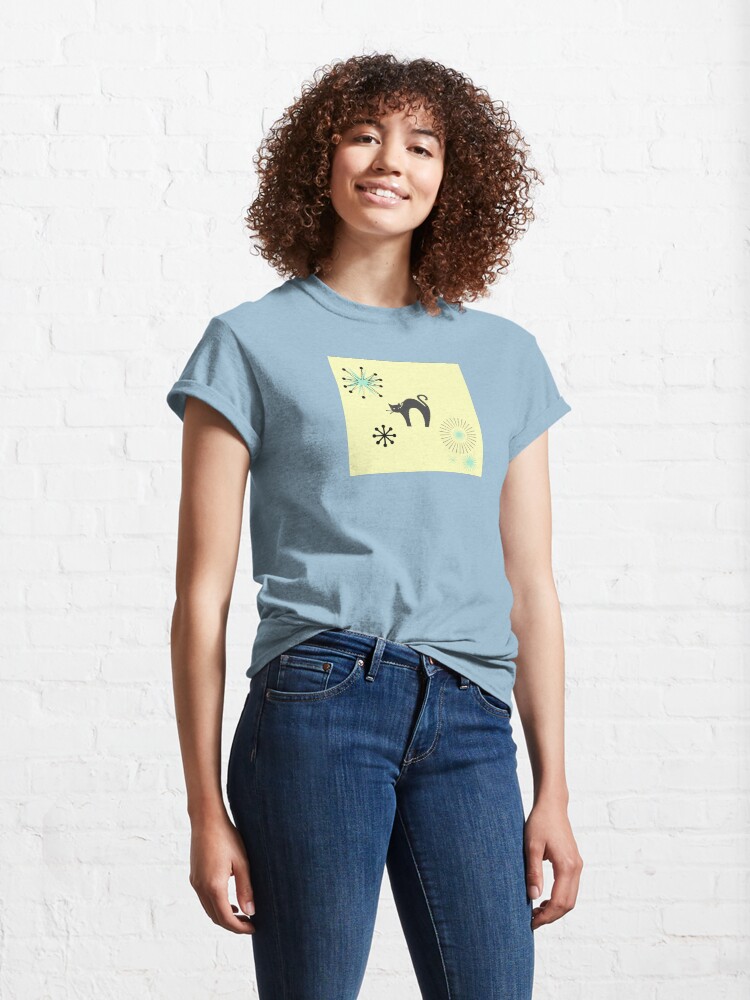 Thumbnail 4 of 7, Classic T-Shirt, Black Cat & Jax-vintage cat-mid century cat designed and sold by Emily Gartner.