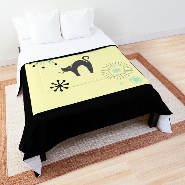Black Cat & Jax-vintage cat-mid century cat Comforter