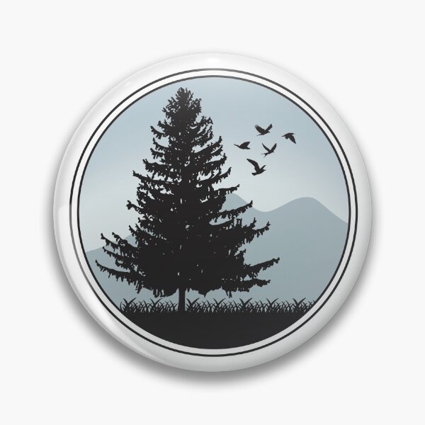 Item preview, Pine Tree and Mountains with Birds designed and sold by Gsallicat.
