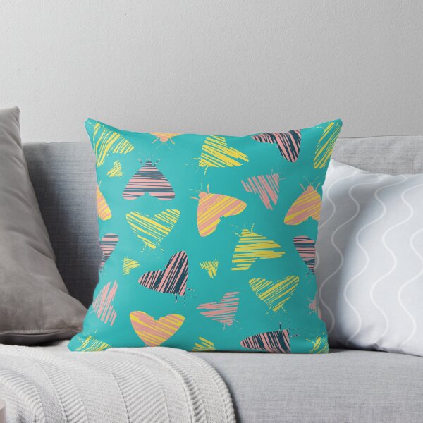 Item preview, Vector turquoise blue moths shape abstract brush pattern designed and sold by jamiesoondesign.