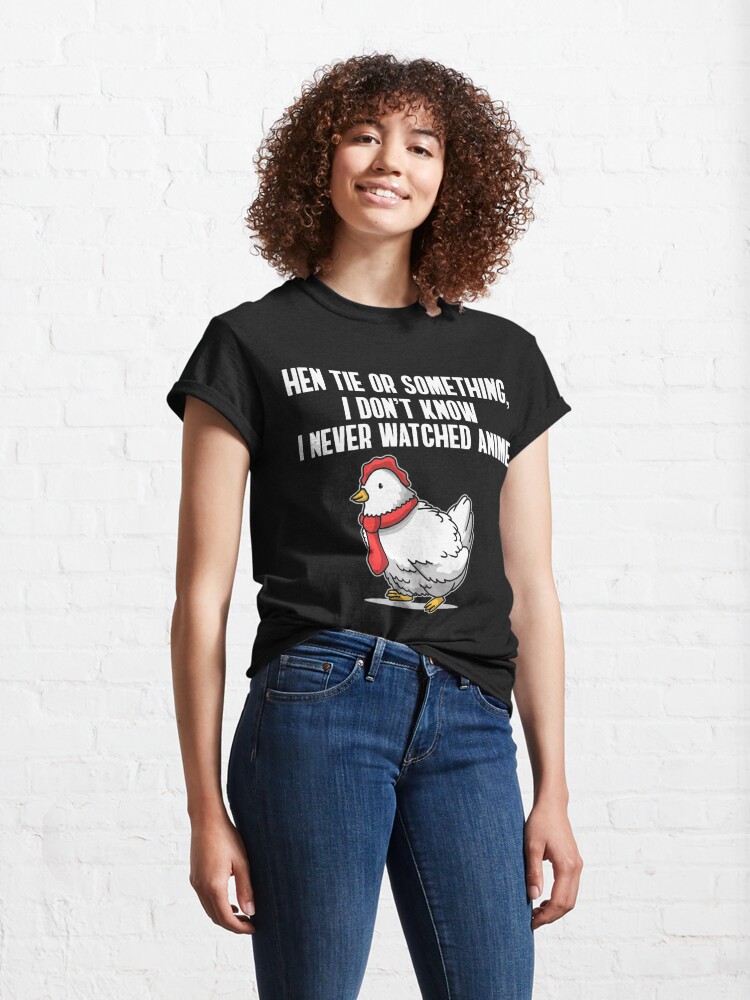 hen wearing a tie shirt