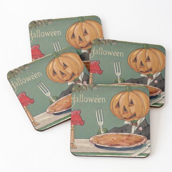 Item preview, Vintage Halloween illustration Jol Man Pumpkin Head Eating Pumpkin Pie designed and sold by DeeElle.
