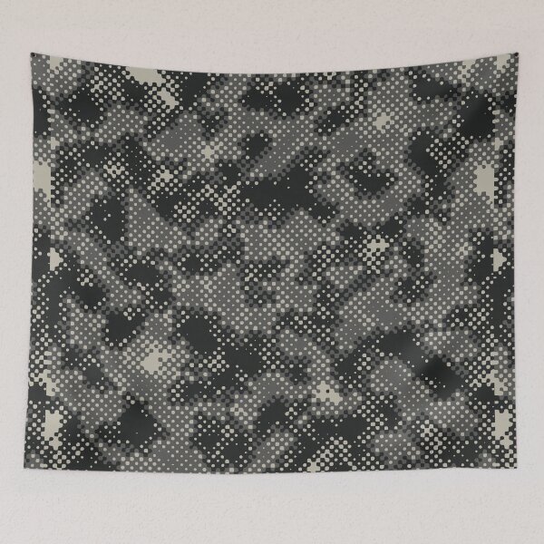 Item preview, Gray Camouflage Digital Dots Patterns in Grey Shades and Black designed and sold by ShopieHome.