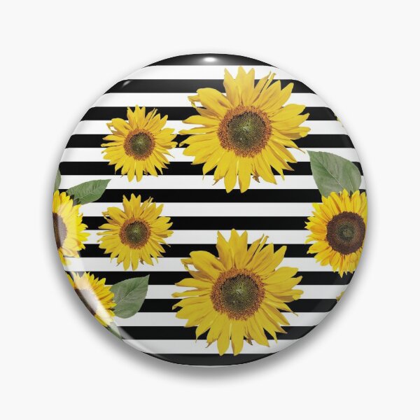 Item preview, sunflower floral pattern stripes merch, masks designed and sold by charmingthreads.
