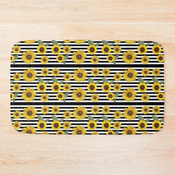 Item preview, sunflower floral pattern stripes merch, masks designed and sold by charmingthreads.