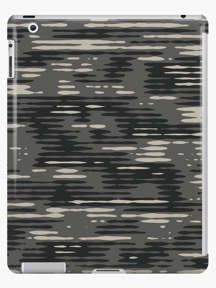 Gray Camouflage Digital Lines Patterns in Grey Shades and Black | iPad Case  & Skin